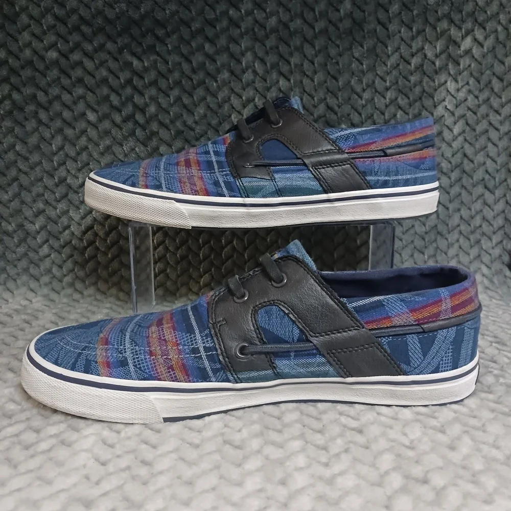 Tommy Bahama x Pendleton Men's Slip-On Boat Shoes Blue Plaid Size 10.5D
